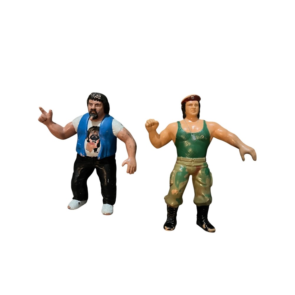 Vintage 1980s LJN WWF Captain Lou Albano & Sgt Slaughter Wrestling Figures Lot